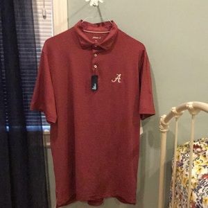 Crimson & white striped men’s Alabama short sleeve